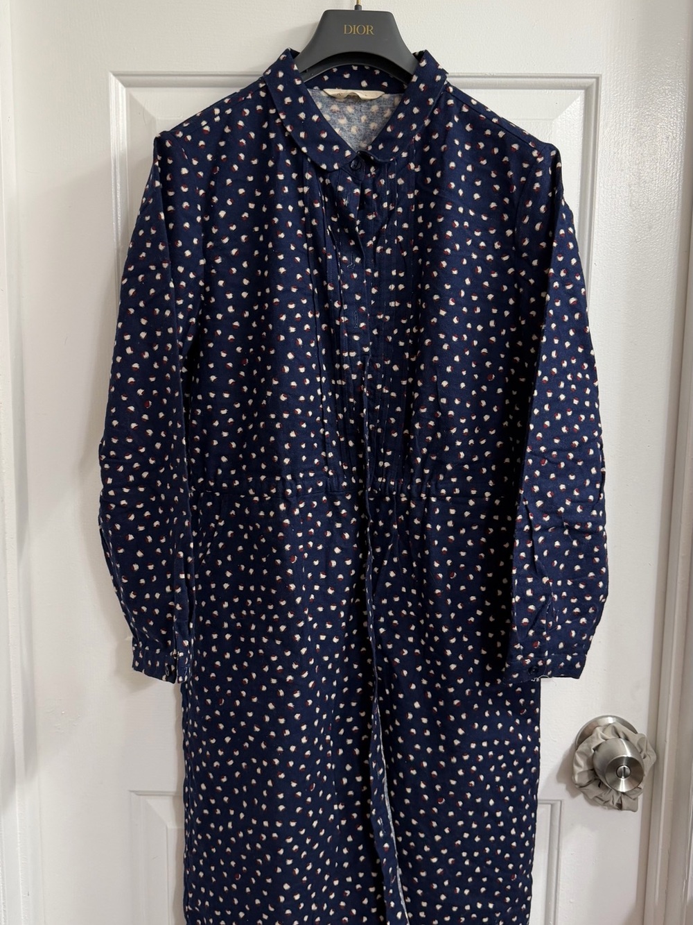 Navy Heart Print Long Sleeve dress